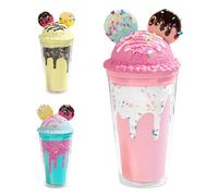 SilverChry Vasos con Tapa y Pajita, Tazas de Café Helado 450ML -Lindo diseño de Helado Oso Purpurina Doble Pared Vaso de Plástico Prueba de Fugas, Travel Mug Vaso Termico Café Matcha Batidos (Rosa 2)