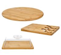 SILVERCREST® Plato giratorio de bambú / Tabla de quesos de bambú / Quesera de bambú
