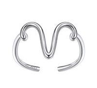 SILVERCUTE Anillo Mujere con Letra Mayúscula A Joyería Elegante Anillos Finos de Letras Material Plata de Ley 925 Bañado en Oro Blanco Anillos Simples Básicos de Nombres de Identidad