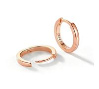 SILVERCUTE Pendientes de Aros Mujer Plata de Ley 925 10mm Chapado en Oro Rosa Pendiente Aro para Hombre Mujer Oro Rosado Pequeños con Caja de Regalo