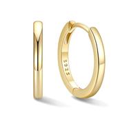 SILVERCUTE Pendientes de Aros Mujer Plata de Ley 925 12mm Chapado en Oro 14K