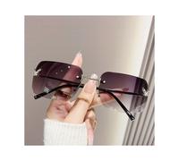 (SilverFrameDoubleGray)Gafas de sol de montura cuadrada que marcan tendencia con lentes de PC para festivales y moda diaria