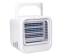 Silvergear® Aire Acondicionado Móvil | Mini Enfriador de Aire | Enfría con Agua o Cubitos de Hielo | 3 Niveles de Ventilación | 7 Modos de Luz LED Ajustables | Ventilador de Mesa | Blanco