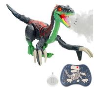Silvergear® Dinosaurio Teledirigido | Movimenti Realistici, Effetti di Luce, Suono e Fumo | Juguete Radiocontrol para Niñas | Cumpleaños | Robot RC, Dino RC | Terizinosaurio | 46x21,5x18,5cm | Verde