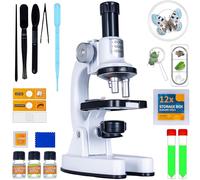 Silvergear® Microscopio Niño | Imposta Debutante | Juego Educativo | Tamaño de 200x, 600x y 1200x | LED | Microscopio Profesional para Biología | Incluye 29 Accesorios | 14x8x22 cm | Blanco