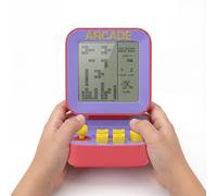 Silvergear® Mini Consola Arcade Retro Escritorio | Consola Juegos Brick 26 Juegos 99 Niveles | Mini Máquina Arcade | Pantalla LCD 2 bit | Consola Portátil | 9×6,5×9,5 cm | Rojo Morado