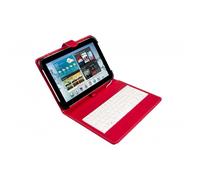 SilverHT - Funda con teclado para tablets de 9 a 10'1 pulgadas Rojo y Blanco