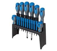 Silverline Tools 633940 oft-Grip & Precision, Destornillador con Mango Engomado, Phillips, Pozi & Trx, Azul/Negro, 18 Piezas