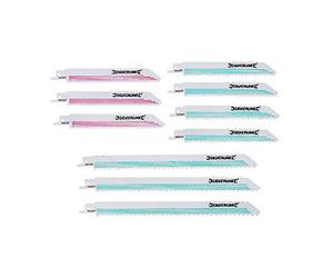 Silverline Tools 783087 Cuchillas para Sierra Sable, Madera y Metal, HCS 240 y 150 mm, 10 Piezas