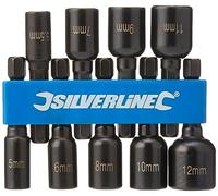 Silverline Tools 855189 Adaptadores magnéticos para Tuercas, 0 V, Negro, 5 - 12mm, Set de 9 Piezas