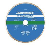 Silverline Tools 918528 Disco de Corte Diamantado para Azulejos, Borde Continuo, 200 mm x 25.4 mm