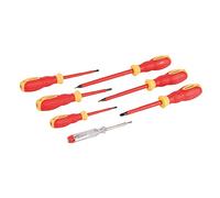 Silverline Tools 928227 - Juego de destornilladores engomados para electricistas VDE, color rojo