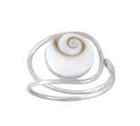 Silverly Anillo Bucle Ojo de Shiva Plata de Ley Mujer | Joyería Mediterránea Piedra Natural Santa Lucía | Anillo Ajustable Concha Espiral Blanca Plata 925 | Inspiración Náutica