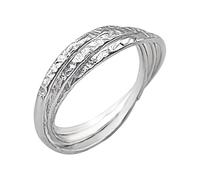 Silverly Anillo de boda ruso de plata de ley, diseño de triple banda texturizado, anillos entrelazados con un acabado reticulado, joyería moderna única para mujer, regalo para novia o esposa, Plata de