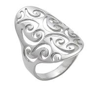 Silverly Anillo de Plata de Ley con Diseño de Armadura y Filigrana en Espiral Recortada | Anillo de Escudo Ovalado en Plata 925 con Espiral Calada | Anillos Abstractos de Dedo Completo para Mujer