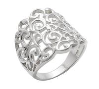 Silverly Anillo de Plata de Ley con Filigrana en Espiral para Mujer | Banda Ancha con Volutas | Anillo de Plata 925 Calado con Volutas Ornamentadas Estilo Barroco