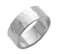 Silverly Anillo Hombres Mujeres Plata de Ley 925 Unisex Martillado Pulido Palabra Honor Simple 8mm