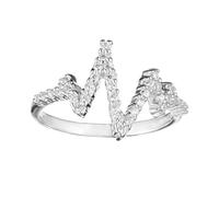 Silverly Anillo Mujeres en Plata de Ley 925 Zigzag del Latido del Corazón con Circonitas