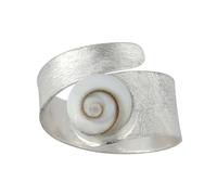 Silverly Anillos Ajustables Concha Ojo Shiva Mujer | Anillos Plata de Ley 925 | Anillo Plata Maciza Acabado Satinado Piedra Preciosa | Diseño Ajustable Piedra Nacimiento Espiral Envolvente