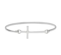 Silverly Brazalete Clásico de Plata de Ley con Cruz | Joyas Religiosas para Mujer | Pulsera Minimalista de Plata 925 para Mujer | Pulsera con Crucifijo Cristiano y Cierre de Presión