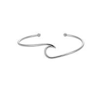 Silverly Brazalete Fino de Plata Maciza con Forma de Ola Oceánica | Pulsera de Plata de Ley Inspirada en la Playa para Mujer | Brazalete de Torsión de Plata Ondulada | Pulseras Ajustables