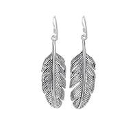 Silverly Pendientes Colgantes Plumas Extra Grandes Plata de Ley 925 | Diseño Hojas Texturizadas | Pendientes Largos Plata Maciza | Regalo Amantes Naturaleza | Joyería Boho Estilo Mujer