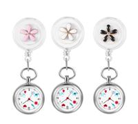 Silverora Reloj de bolsillo para enfermeras, relojes de hermana: 3 unidades de flores y hermanas, relojes con clip, fácil de leer, reloj de contacto, reloj de pulso, reloj de trabajo para médicos,