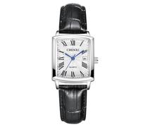 Silverora Relojes de mujer de piel rectangular: 3 ATM resistente al agua calendario analógico cuarzo relojes de mujer relojes de pulsera ajustable con escala de números romanos regalos para mujeres