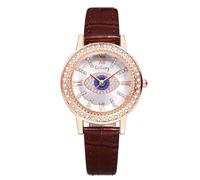 Silverora Relojes Mujer Cuero Relojes de Mujer: Retro Boho Mal de Ojo Analógico Reloj de Cuarzo Brillante Circón Rhinestone Reloj con Punto Escala de Barras Regalos para Mujeres Marrón