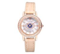 Silverora Relojes Mujer Cuero Relojes Mujer: Retro Boho Mal de Ojo Analógico Reloj de Cuarzo Brillante Circón Rhinestone Reloj con Punto Escala de Barras Regalos para Mujeres Blanco