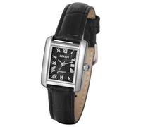 Silverora Relojes para mujer y hombre, rectangulares: resistentes al agua, analógicos, de cuarzo, con escala de números romanos, para parejas, con correa de piel, regalos para mujeres, Negro para