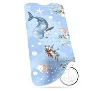 SilverRack Alfombrilla de baño para niños, antideslizante [100x40cm] - Alfombrilla de baño libre de BPA - Alfombrilla de baño para niños - para bebés y niños - Ballena mundo submarino azul a la