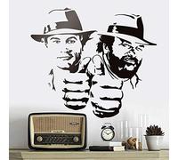 Silver's Art Bud Spencer y Terence Hill Pegatinas de pared Ridículamente Divertidas Personaje Retrato Vinilo Calcomanía Clásico Película Figura Murales 65x57cm