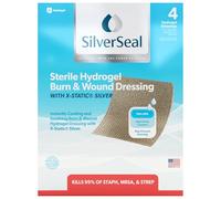 SilverSeal - Apósito para quemaduras y heridas | Almohadillas de hidrogel con plata X-Static | Calmante, húmedo y protector | Quemaduras, cortes y heridas | 4 apósitos estériles