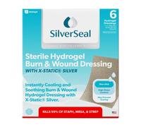 SilverSeal - Apósito para quemaduras y heridas, almohadillas de hidrogel con plata X-Static Silver, calmante, húmedo y protector para quemaduras, cortes y heridas, apósitos estériles de 2 x 3