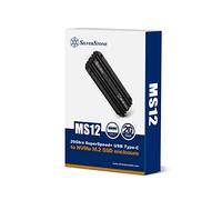 Silverstone MS12 - Carcasa SSD SuperSpeed+ USB 3.2 Gen 2x2 Tipo C a NVMe M.2 SSD, Aluminio, Negro, SST-MS12