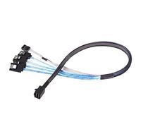 SilverStone SST-CPS05 - Cable con blindaje Grueso Interno Mini SAS SFF8643 a 4 SATA 7pin (con Banda Lateral), Mini SAS Host/Controlador a 4 SATA Target/Placa Trasera, 0,5M