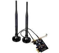 Silverstone SST-ECWA1 - Tarjeta adaptadora Mini PCI-E a PCI-E+ Banda Dual (2.4GHz 3dBi/5GHz 5dBi) Antena MIMO en Base Circular magnética, 1.5 Metros