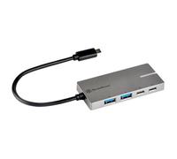 SilverStone SST-EP03 - Concentrador de datos con 4 puertos USB 3.0, Pantalla, OVP, OCP, aluminio