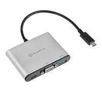 SilverStone SST-EP03 - Concentrador de datos con 4 puertos USB 3.0, Pantalla, OVP, OCP, aluminio