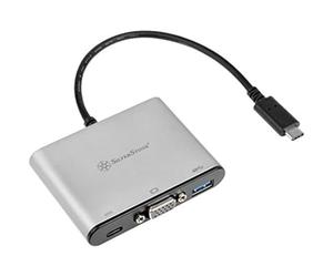 SilverStone SST-EP03 - Concentrador de datos con 4 puertos USB 3.0, Pantalla, OVP, OCP, aluminio