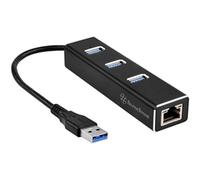 SilverStone SST-EP04 - 3-puertos USB 3.1 Gen 1 Tipo A/Adaptador de red Gigabit Ethernet RJ45, aluminio, negro