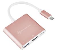 SilverStone SST-EP08P - Adaptador USB 3.1 Tipo C a HDMI 4K/USB Tipo C/USB Tipo A, rosa