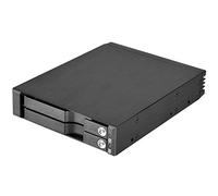SilverStone SST-FS202B - Placa trasera para rack móvil de aluminio sin bandeja con cambio en caliente/ Carcasa para disco duro interna para 2x 2,5” SAS/SATA HDD o SSD, negro