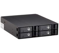 SilverStone SST-FS204B - Placa trasera para rack móvil de aluminio sin bandeja con cambio en caliente/ Carcasa para disco duro interna para 4x 2,5” SAS/SATA HDD o SSD, con ventilador y cierre, negro