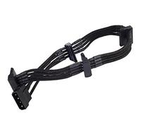 SilverStone SST-PP07-BTSB - Cable enfundado Extensor 30cm Molex a 4X SATA, Negro