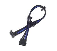 SilverStone SST-PP07-BTSBA - Cable enfundado Extensor 30cm Molex a 4X SATA, Negro Azul