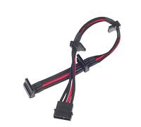 SilverStone SST-PP07-BTSBR - Cable enfundado Extensor 30cm Molex a 4X SATA, Negro Rojo