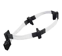 SilverStone SST-PP07-BTSW - Cable enfundado Extensor 30cm Molex a 4X SATA, Blanco
