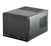 SilverStone SST-SG13B-Q - Carcasa de ordenador compacta cubo Sugo Mini-ITX, Panel frontal de plástico con acabado en imitación de aluminio, negro